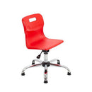 Red Titan Swivel Junior Chair with adjustable height and sturdy base, designed for kids' comfort and support.