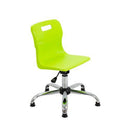 Lime green Titan Swivel Junior Chair with a sturdy plastic seat and metal base, designed for children’s comfort and mobility.