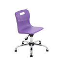 Purple Titan Swivel Junior Chair with smooth glides, designed for kids, featuring a sturdy frame and comfortable seat.
